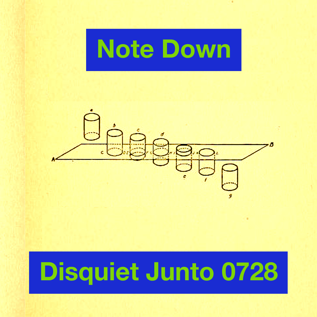Geometric image of objects going below a plane, plus name and number of the project