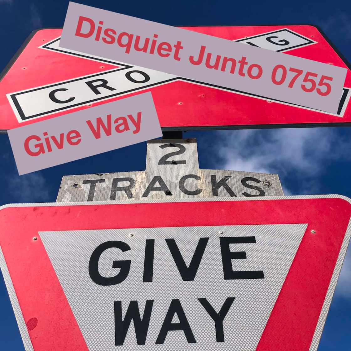 His shows a railway crossing plus the name and number of the project.