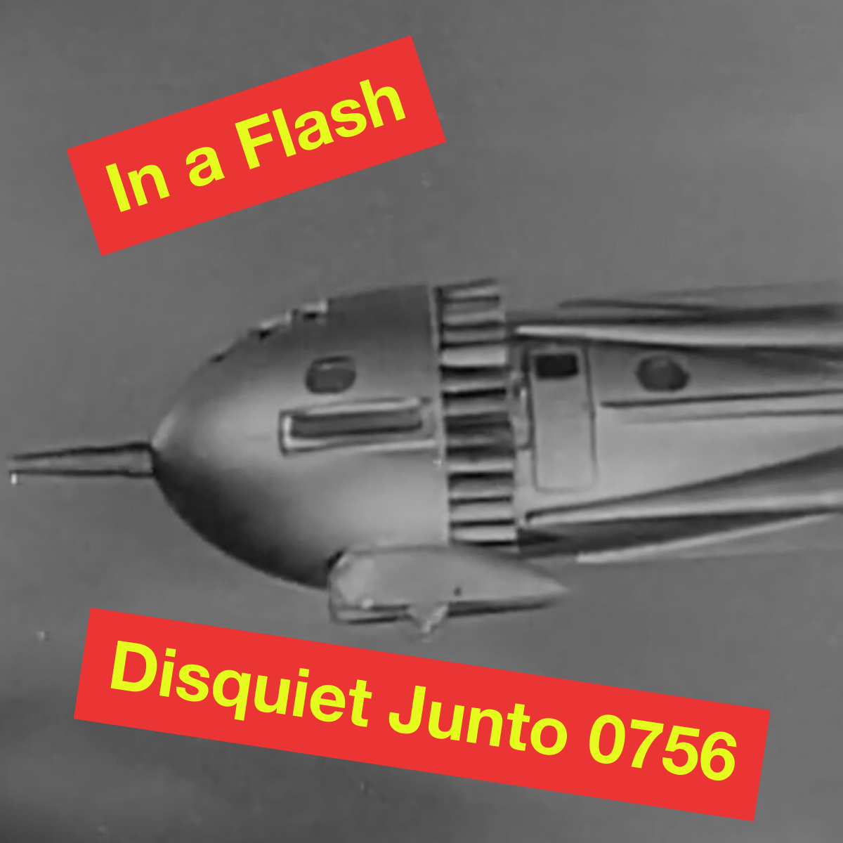 Shows a rocket ship and the name and number of the project